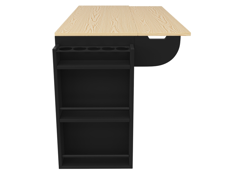  Desserte de cuisine 110 x 42 x 90 cm noire en mdf, plateau rabattable, portes coulissantes sur roulettes  - Conforama E