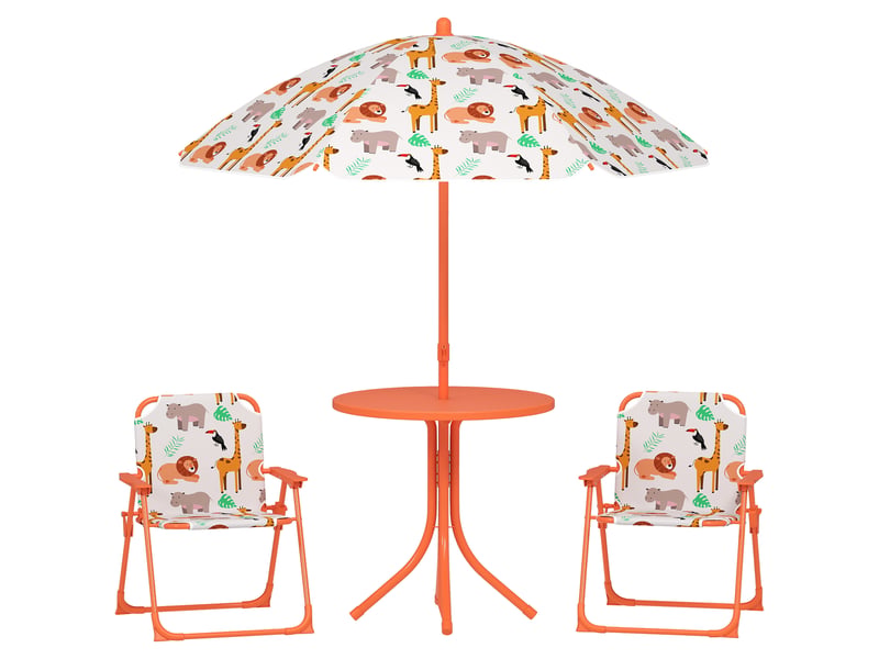  Ensemble de jardin pour enfants avec table de pique-nique et parasol orange  - Conforama A