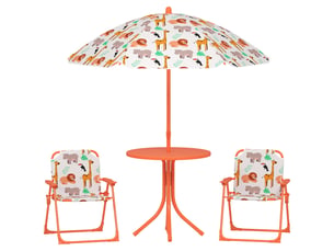 Ensemble de jardin pour enfants avec table de pique-nique et parasol orange