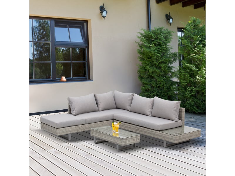  Salon de jardin d'angle 5 places – design contemporain – table incluse  - Conforama E
