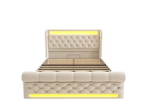 Lit coffre 160x200 cm RAUMIO coloris beige