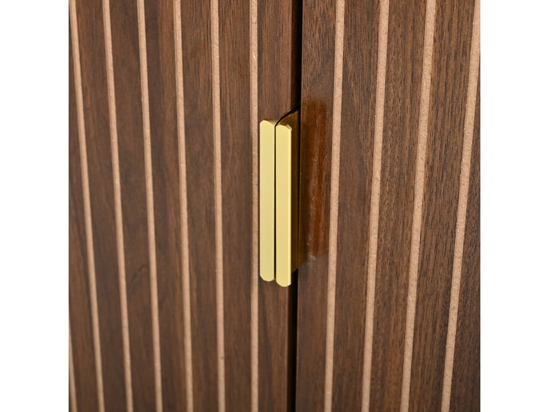  Buffet 3 portes couleur noyer avec lignes verticales 140 cm  - Conforama R