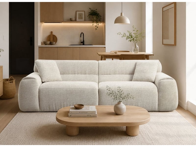  Canapé droit 3 places en velours texturé beige taylor S412-3P-BEI - Conforama C