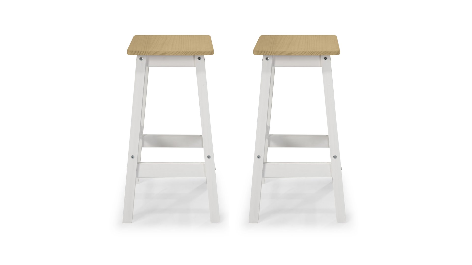 CONFORAMA Lot de 2 tabourets en bois SELARON coloris blanc