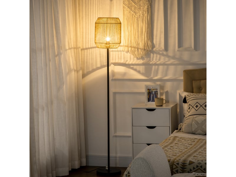  Lampadaire sur pied salon abat-jour en corde de papier  26 x 164h cm - design naturel base e27 max. 40w  - Conforama W