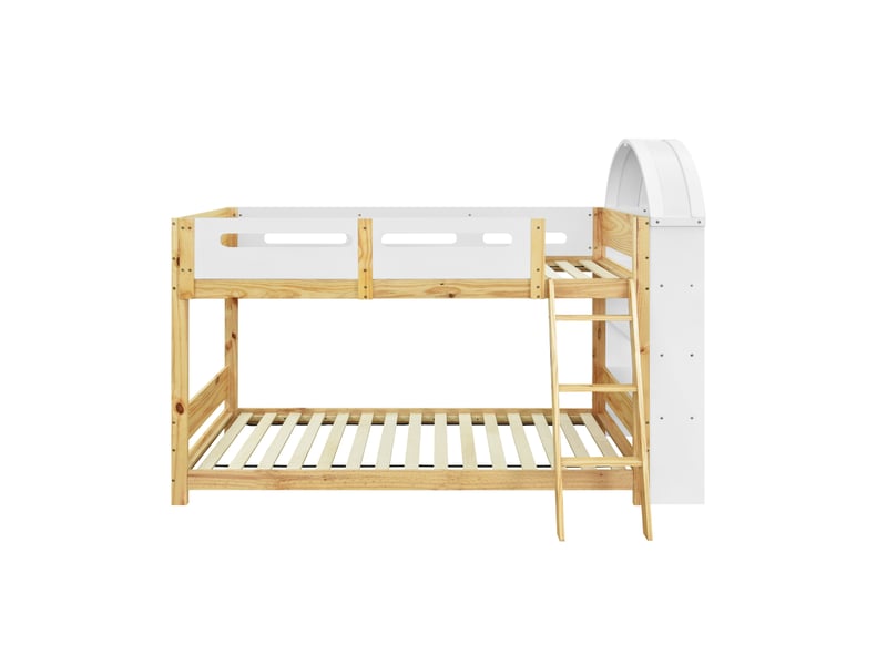  Lit enfant 90x200 tapissier beige - tête de lit biscuit et bords anti-collision  - Conforama R
