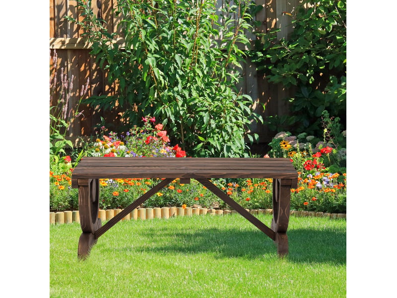  Banc de jardin 98 x 50 x 39,5 cm – marron – 2 places, assise large, confort et résistance aux intempéries  - Conforama B