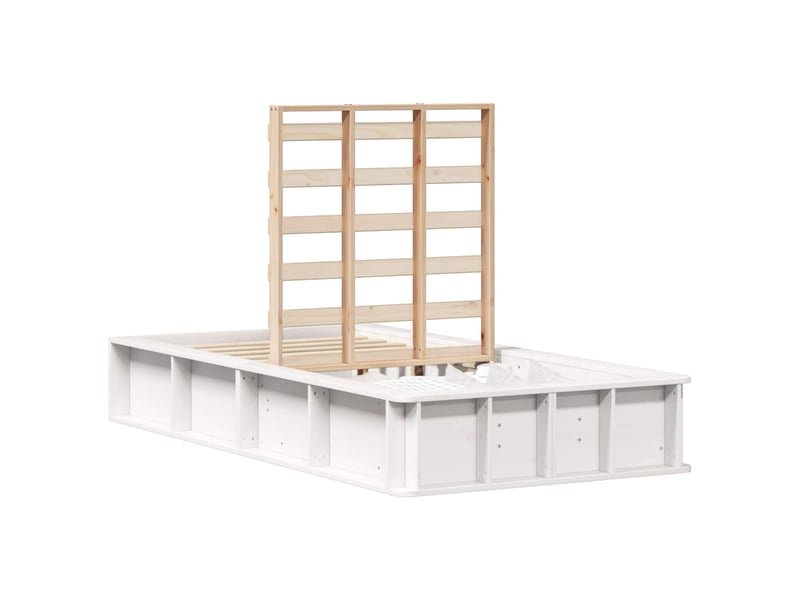Lit simple- lit adulte - cadre de lit blanc 100 x 200 cm bois de pin massif - Conforama A
