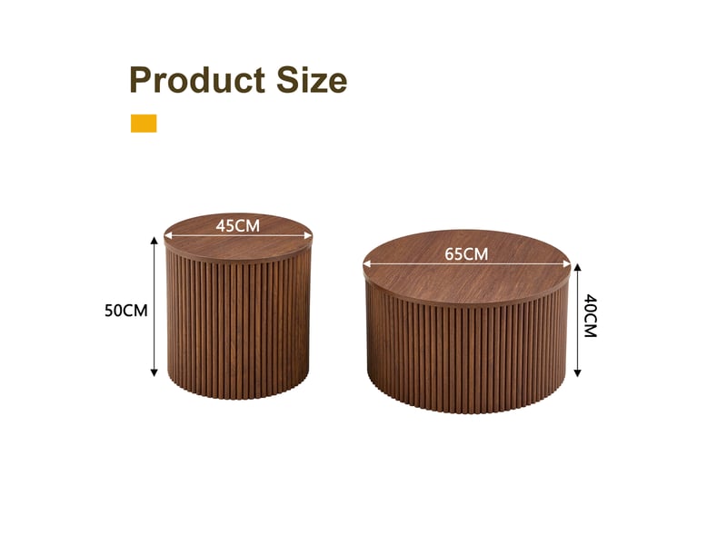 Set de 2 tables gigognes design colonne romaine - rangement intégré - structure mdf noyer - pour salon, chambre, bureau - noyer BUYDEEMEUS - Conforama C