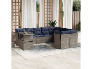 Vidaxl ensemble de canapé de jardin 10 pcs avec coussins gris résine tressée