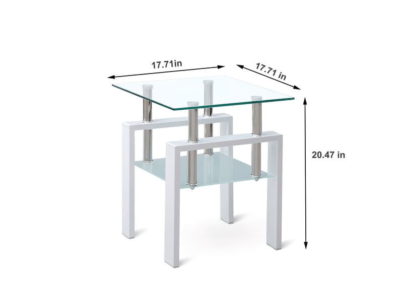  Lot de 2 tables d'appoint 2 niveaux en verre trempé transparent homvra  - Conforama E