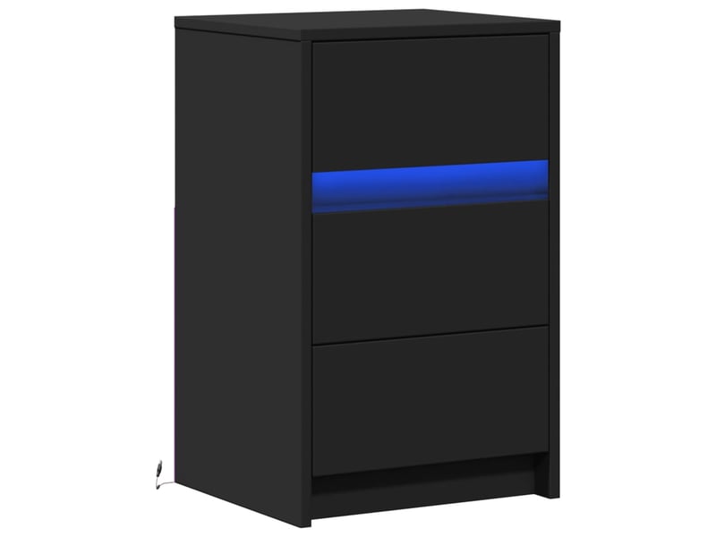  Table de chevet avec lumières led noir bois d'ingénierie  - Conforama C