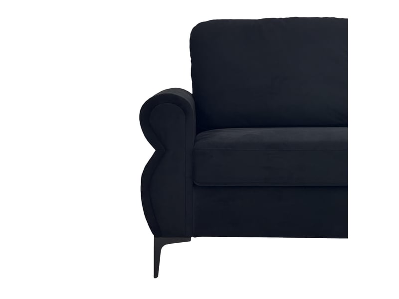  Canapé droit fixe 2 places noir en tissu, 173,5 cm, ressorts ensachés et mousse hr pour petits espaces  - Conforama D