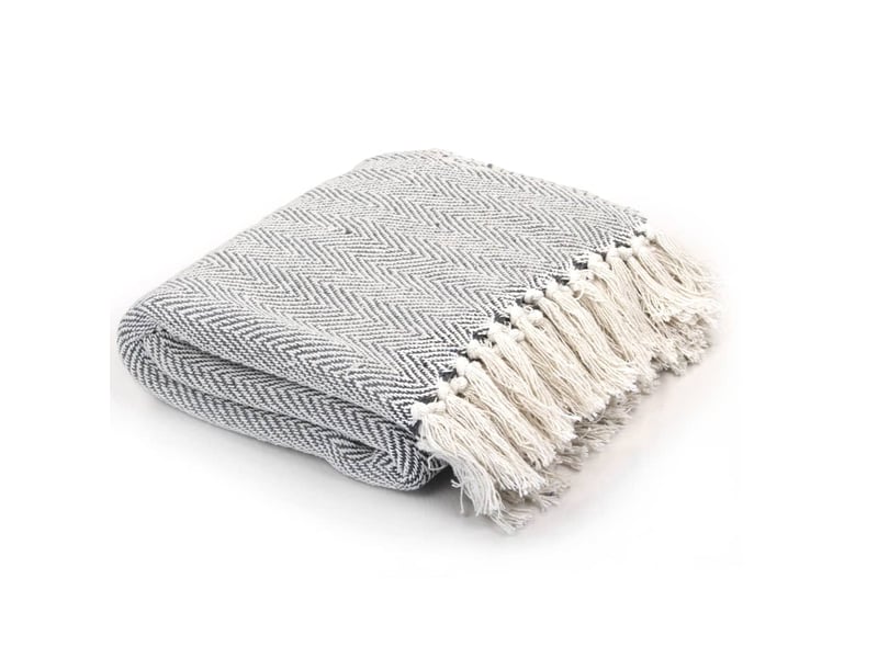  Couverture coton à chevrons 220x250 cm gris  - Conforama B