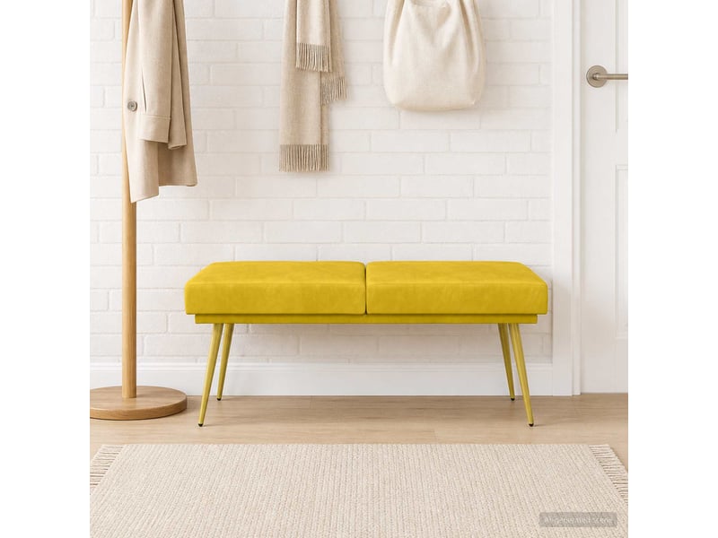  Banc d'entrée, banc à double couche jaune 120x45x46 cm velours  - Conforama B