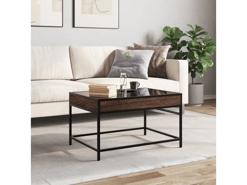  Table basse - table de salon - table à thé avec led infini chêne marron 70x50x41 cm  - Conforama D