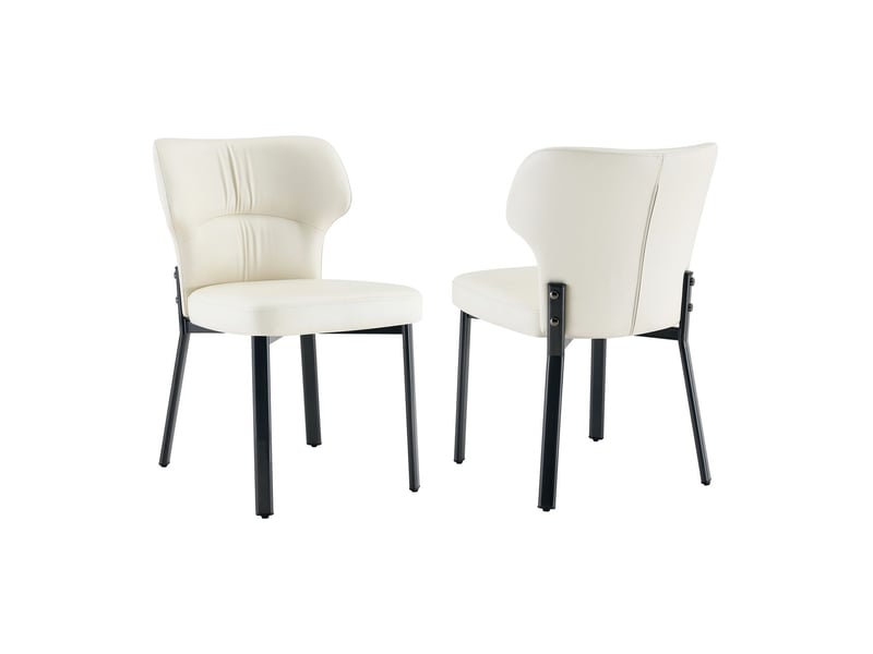  Lot de chaises 2 chaises revêtement en cuir pu siège rembourré cadre métallique finition noire style moderne  - Conforama A