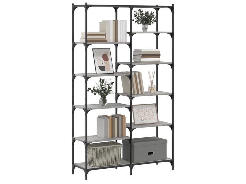  Bibliothèque, meuble de rangement salon sonoma gris 100x32x170 cm bois d'ingénierie et fer  - Conforama C