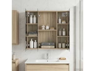 Amoire de salle de bain, meuble de salle de bain avec miroir chêne sonoma shl2365