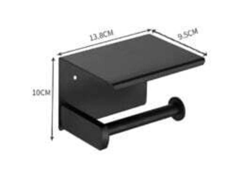  Porte-papier hygiénique, porte-papier hygiénique mural, avec support de rangement pour téléphone portable (noir)  - Conforama E