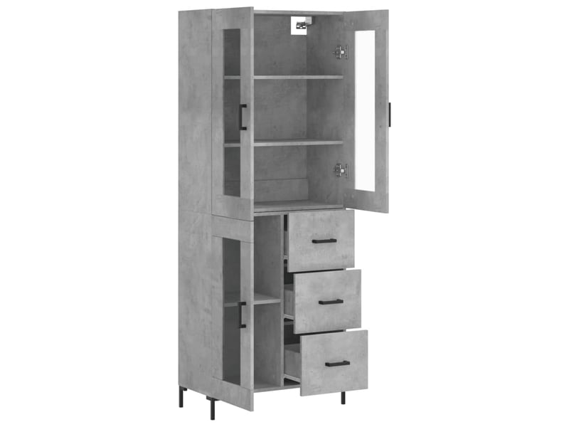  Buffet haut - bahut - meuble de rangement gris béton 69,5x34x180 cm bois d'ingénierie  - Conforama D