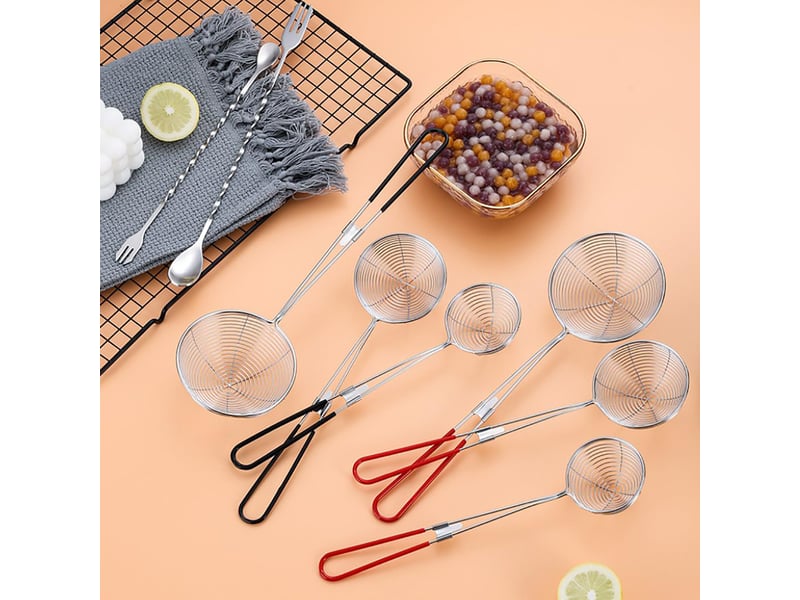  Cuillère à thé bubble tea, durable, 1 pièce, manche noir, passoire à thé en acier inoxydable  - Conforama D