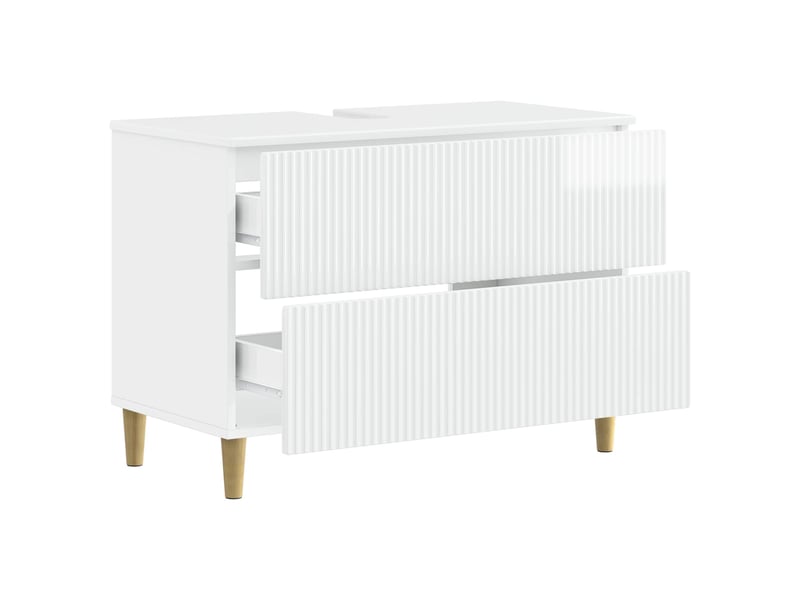 Meuble sous lavabo de salle de bain arnhem blanc brillant cf64816 - Conforama C