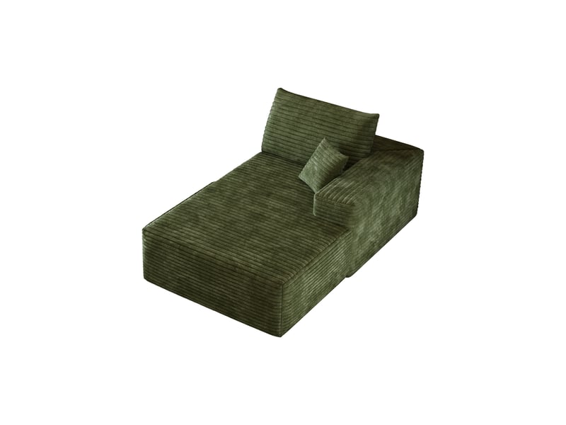  Méridienne droite en velours côtelé canapé vert 1 place sans montage  - Conforama W