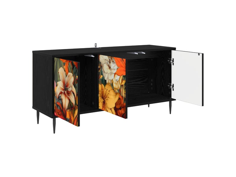  Meuble tv - banc tv - meuble de rangement gennep 102 x 33 x 51 cm chêne noir bois d'ingénierie  - Conforama C