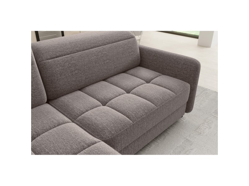 Canapé d'angle gauche convertible barnea 208 cm marron avec rangement - Conforama D