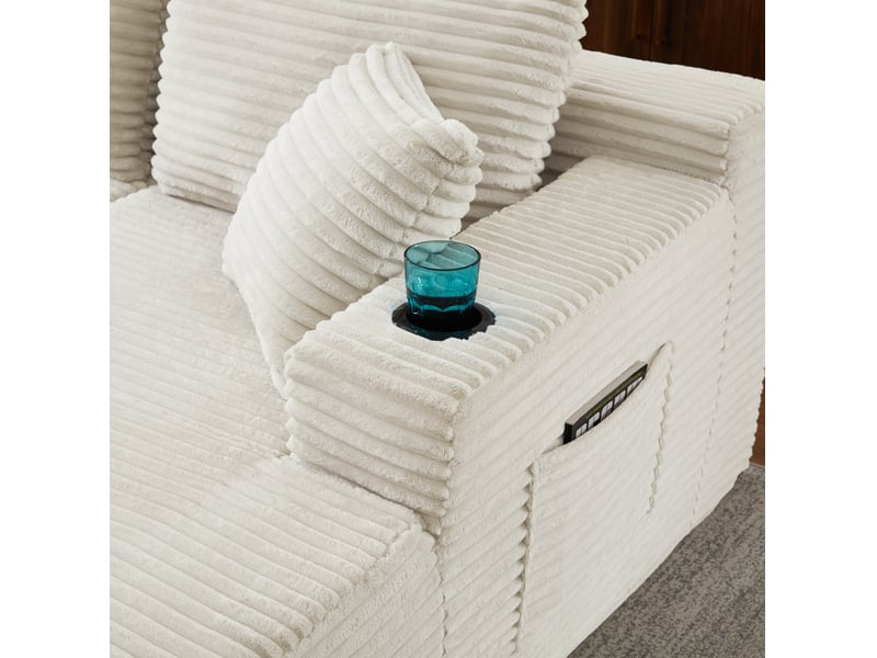  Canapé modulable en u 6 places sans structure rigide, en velours côtelé beige  - Conforama E