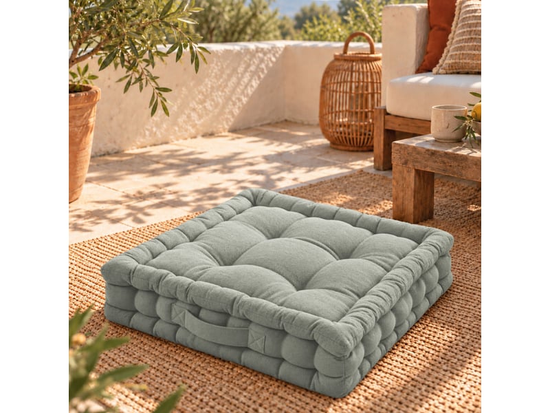Coussin de sol capitonné - gris clair - Conforama D