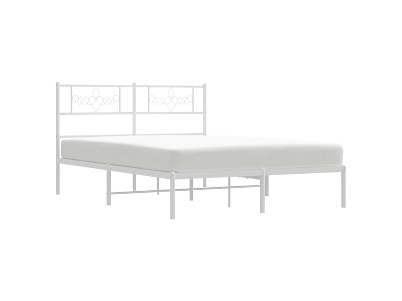  Lit double- lit adulte -  cadre de lit métal sans matelas et tête de lit blanc 135x190 cm  - Conforama D
