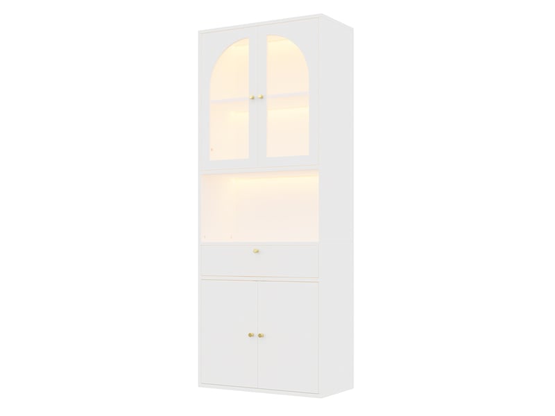 Vitrine en verre 70 x 35 x 180 cm – blanc – éclairage rgb piloté par smartphone et rangement modulable - Conforama A