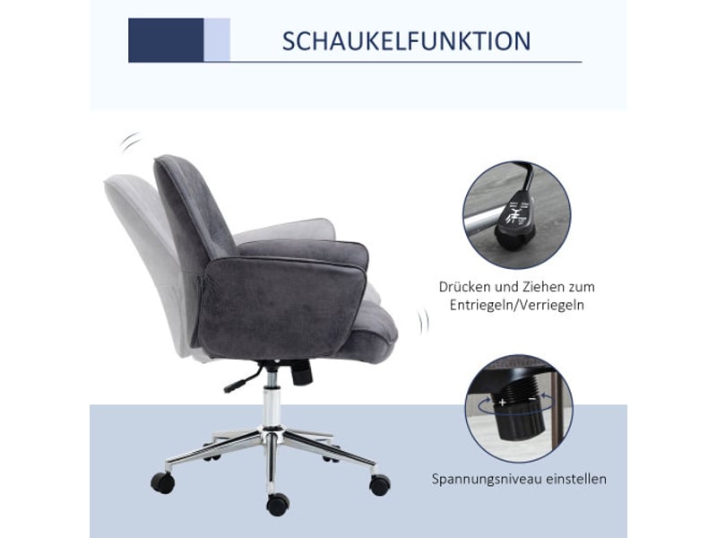  Chaise de bureau xxl ergonomique inclinable, réglable en hauteur, gris, charge 120 kg  - Conforama D