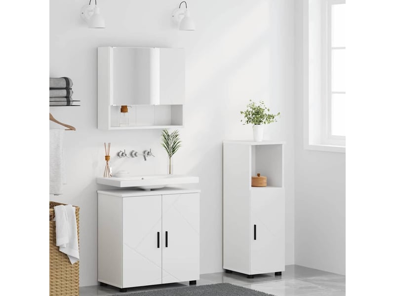 Ensemble de mobilier de salle de bain 3 pc blanc cf64242 - Conforama D