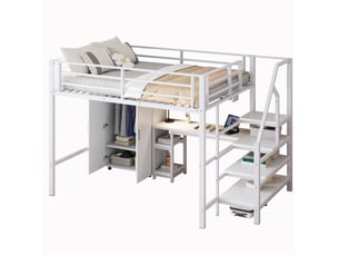 Lit mezzanine 140x200 cm <strong>MODENUIT </strong> <strong></strong> coloris blanc