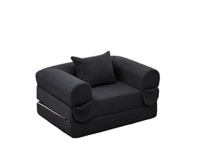 Fauteuil-lit convertible en velours côtelé, 2-en-1 sans outil, pliable, gain de place, coussin inclus