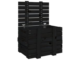 Boîte de rangement, coffre de rangement noir 58x40,5x42 cm bois massif de pin