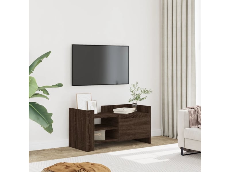  Meuble tv - banc tv - meuble de rangement chêne marron 80x35x40 cm bois d'ingénierie  - Conforama B