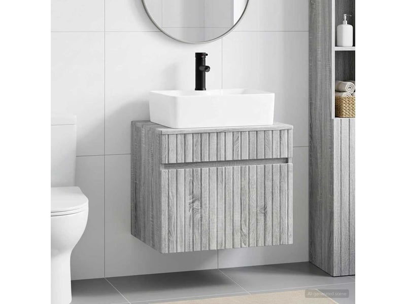  Ensemble de mobilier de salle de bain sonoma gris cf64702  - Conforama B