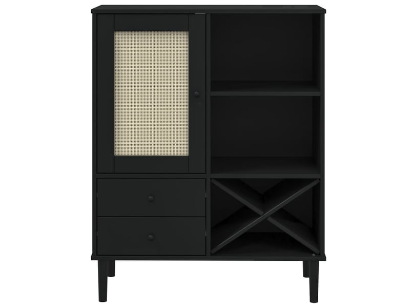 Buffet - bahut - meuble de rangement senja aspect rotin noir 90x40x112cm bois massif de pin  - Conforama E