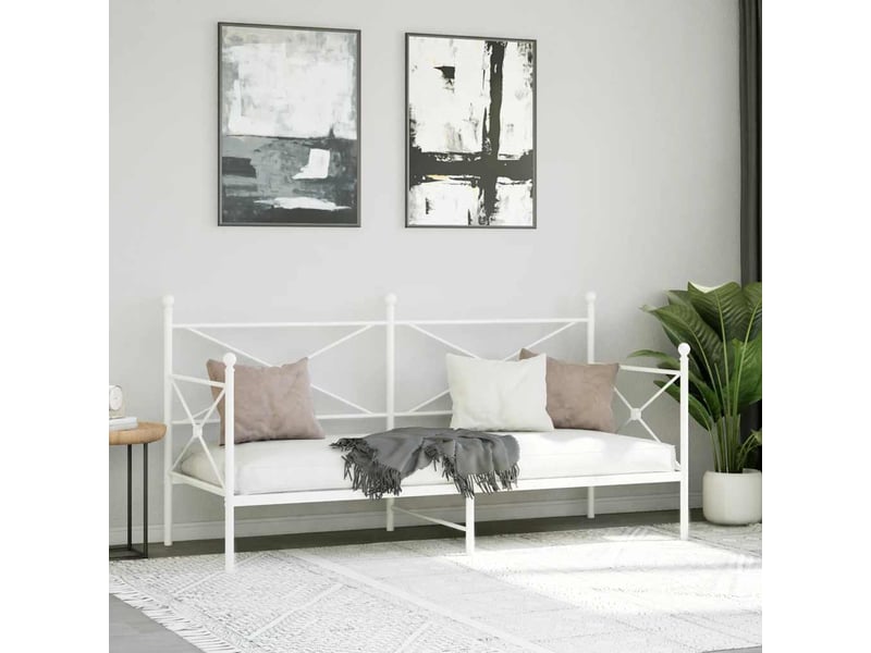  Lit simple- lit adulte -  lit de repos sans matelas blanc 90x200 cm acier  - Conforama B