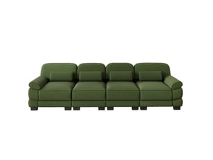 Canapé droit compressé fixe OKWISH  4 places Velours côtelé vert