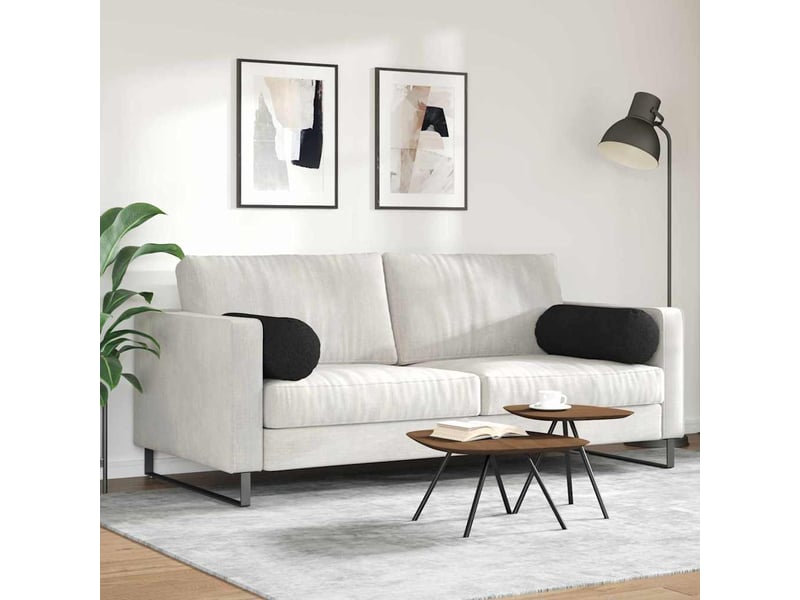  Lot de 2 coussins d'accent, coussins décoratifs, coussins lombaires tissu noir ø 25 x 70 cm cf56703  - Conforama D