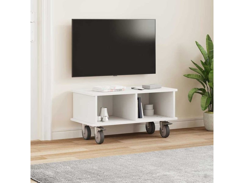  Meuble tv - banc tv - meuble de rangement 68,5 x 35 x 35 cm blanc bois d'ingénierie  - Conforama D