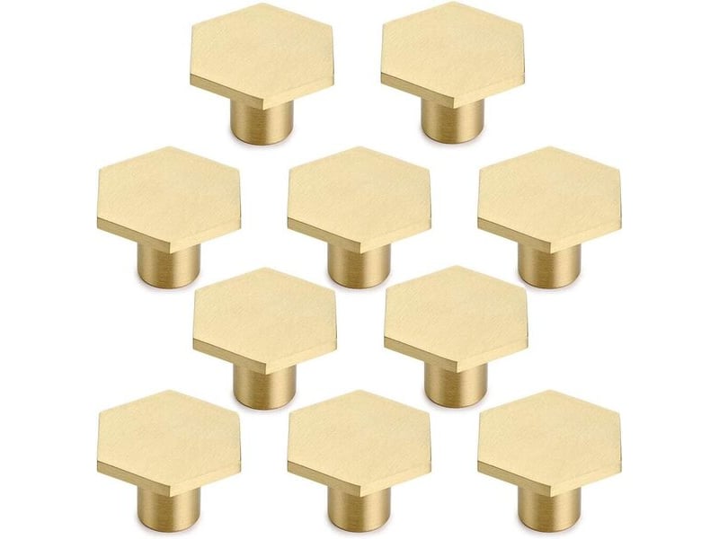  10 pièces de tirettes de meubles en laiton pour armoires de cuisine, tirette hexagonale de 30 mm  - Conforama D