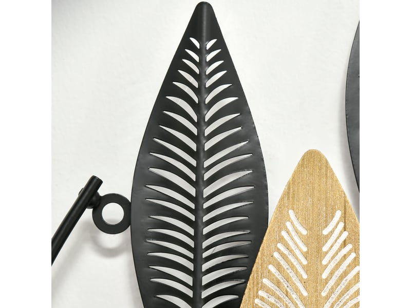  Lot de 2 tableaux muraux 3d, feuilles en métal noir et naturel 40x46 cm, déco moderne salon et chambre  - Conforama R