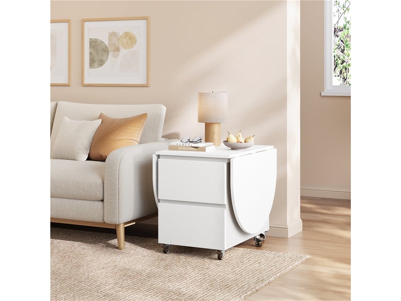  Table basse extensible 3-en-1 4080120x60x50,5 cm avec roulettes et rangement 616416 White - Conforama B
