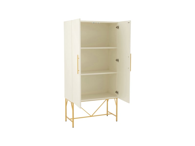  Armoire 2 portes 90x45x185 cm écru et doré - burli  - Conforama C